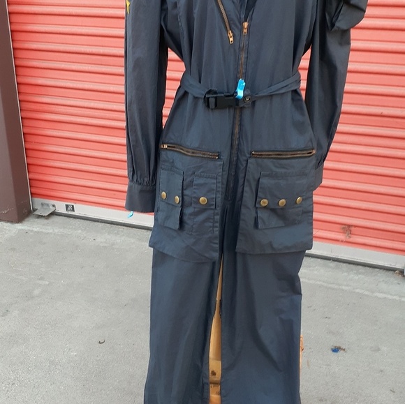 Vintage Gray Military Romper Flight Jumpsuit S 6 UTILTY Overall USA FLAG Patch - Picture 3 of 12